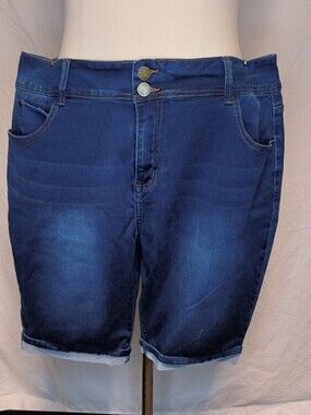 Dark Indigo Denim Bermuda Shorts Size 22 Chic Denim